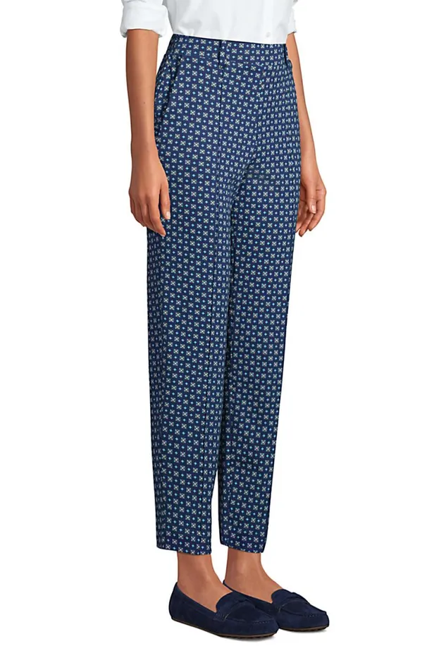 Lands039 End Pants Women Sport Knit High Rise Elastic Waist Pull On Tapered Trousers Deep Sea Navy Geo Lands039 End Pants Women Sport Knit High Rise Elastic Waist Pull On Tapered Trousers Deep Sea Navy Geo