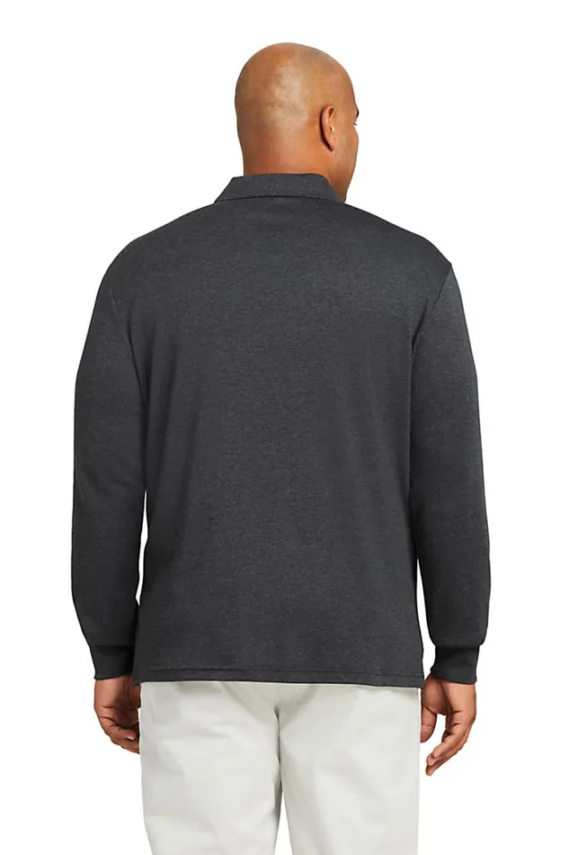 Lands039 End Polo Shirts Men Big And Tall Long Sleeve Super Soft Supima Polo Shirt With Pocket Radiant Navy