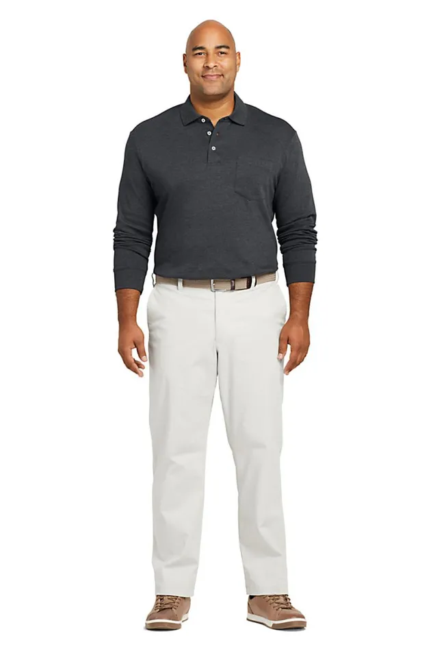 Lands039 End Polo Shirts Men Big And Tall Long Sleeve Super Soft Supima Polo Shirt With Pocket Radiant Navy