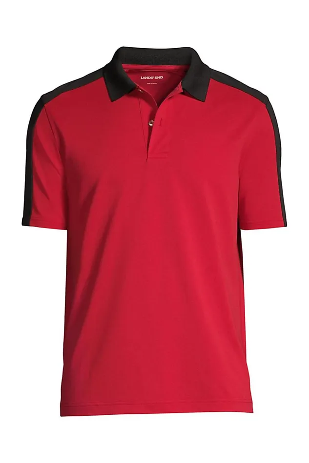 Lands039 End Polo Shirts Men Big Short Sleeve Color Block Polyester Polo Shirt Rich Red Lands039 End Polo Shirts Men Big Short Sleeve Color Block Polyester Polo Shirt Rich Red