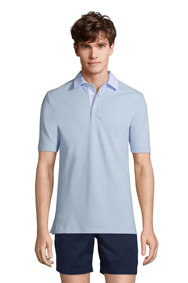 Lands039 End Polo Shirts Men Seersucker Collar Comfort First Mesh Polo Soft Blue Haze Lands039 End Polo Shirts Men Seersucker Collar Comfort First Mesh Polo Soft Blue Haze