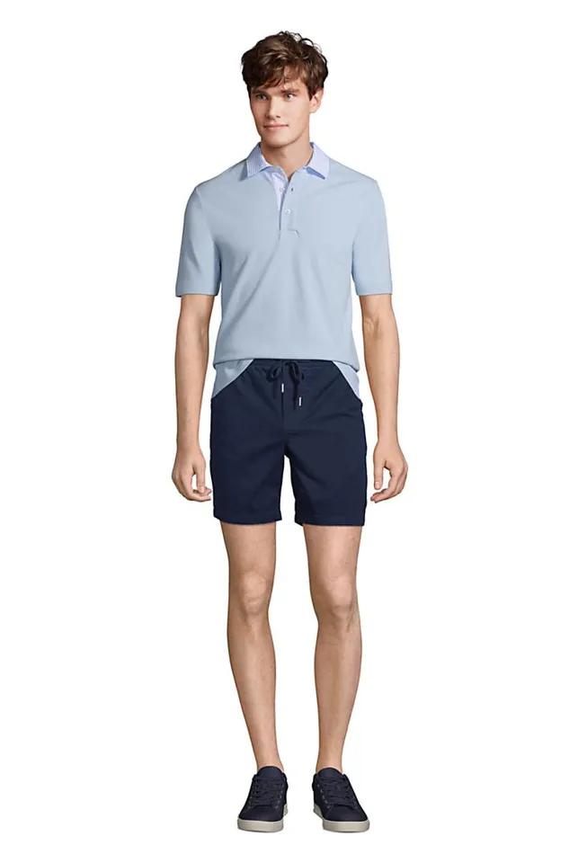 Lands039 End Polo Shirts Men Seersucker Collar Comfort First Mesh Polo Soft Blue Haze