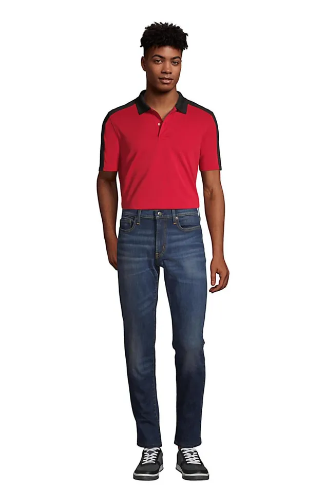 Lands039 End Polo Shirts Men Short Sleeve Color Block Polyester Polo Shirt Rich Red Lands039 End Polo Shirts Men Short Sleeve Color Block Polyester Polo Shirt Rich Red