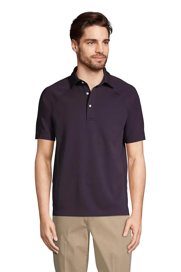 Lands039 End Polo Shirts Men Short Sleeve Multi Textured Polo True Navy