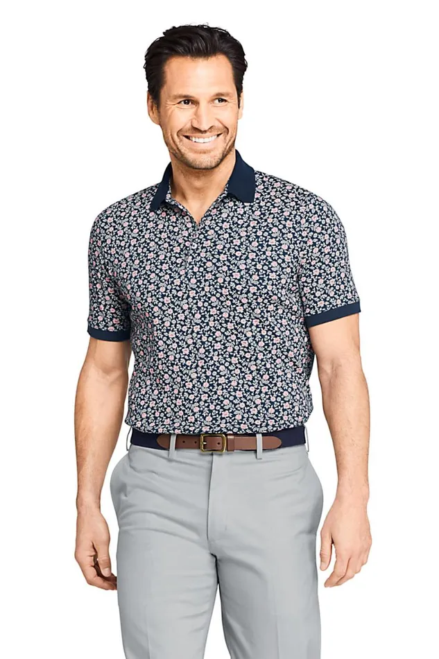 Lands039 End Polo Shirts Men Short Sleeve Pattern Supima Polo Shirt Radiant Navy Print Lands039 End Polo Shirts Men Short Sleeve Pattern Supima Polo Shirt Radiant Navy Print