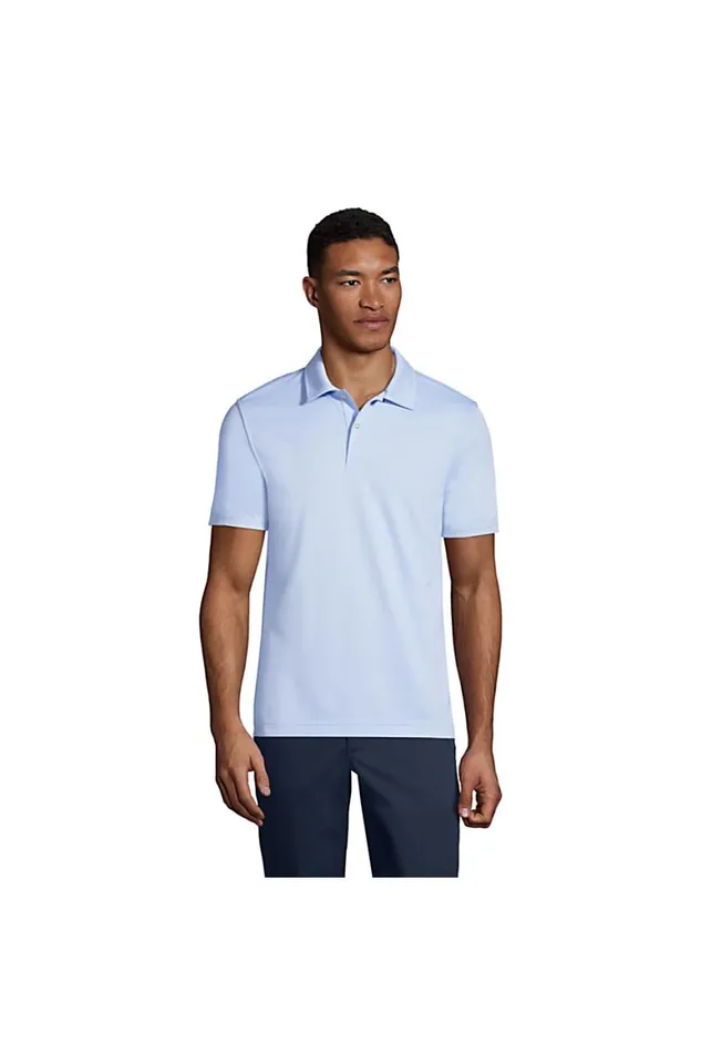 Lands039 End Polo Shirts Men Short Sleeve Poly Pique Polo Shirt Blue