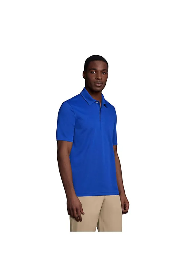 Lands039 End Polo Shirts Men Short Sleeve Poly Pique Polo Shirt Blue Lands039 End Polo Shirts Men Short Sleeve Poly Pique Polo Shirt Blue