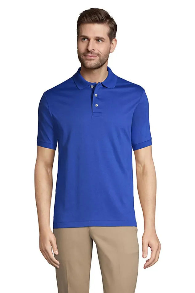 Lands039 End Polo Shirts Men Short Sleeve Tailored Fit Banded Pima Polo Shirt Dark Cobalt Blue Lands039 End Polo Shirts Men Short Sleeve Tailored Fit Banded Pima Polo Shirt Dark Cobalt Blue