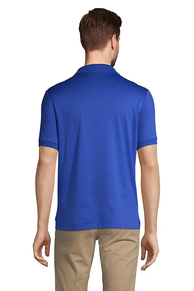 Lands039 End Polo Shirts Men Short Sleeve Tailored Fit Banded Pima Polo Shirt Dark Cobalt Blue