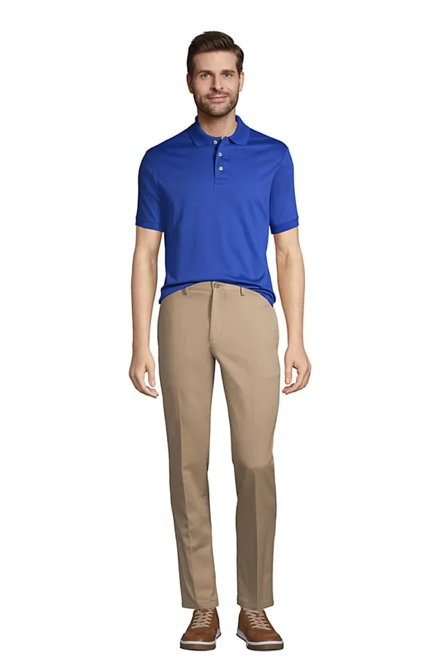Lands039 End Polo Shirts Men Short Sleeve Tailored Fit Banded Pima Polo Shirt Dark Cobalt Blue