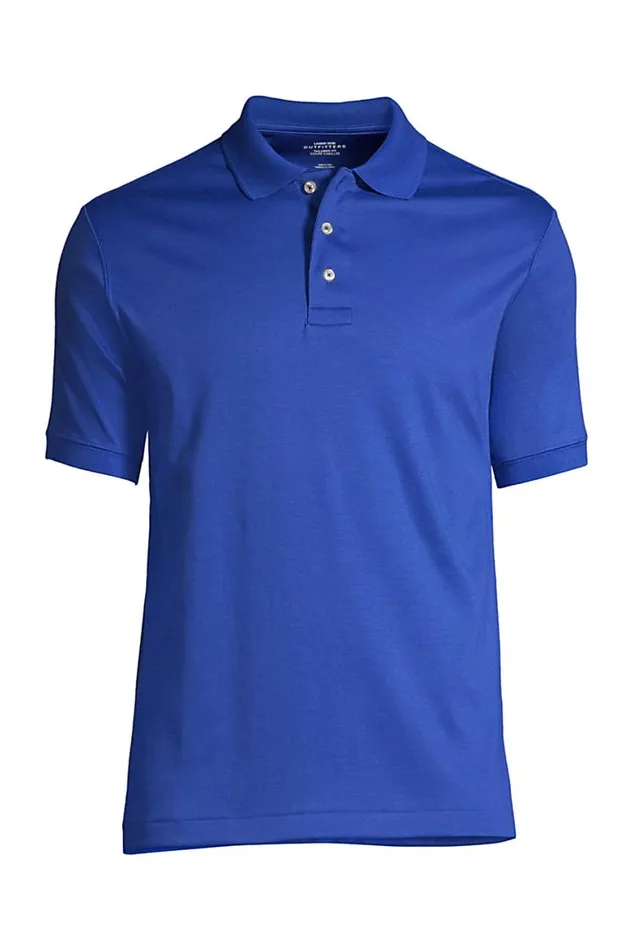 Lands039 End Polo Shirts Men Short Sleeve Tailored Fit Banded Pima Polo Shirt Dark Cobalt Blue