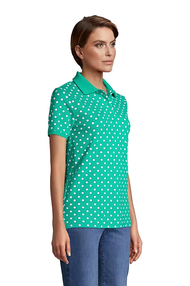 Lands039 End Polo Shirts Women Mesh Cotton Short Sleeve Polo Shirt Malibu Blue