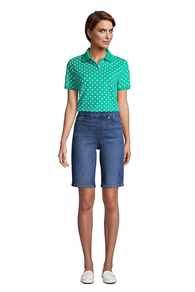 Lands039 End Polo Shirts Women Mesh Cotton Short Sleeve Polo Shirt Malibu Blue