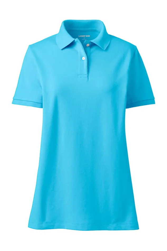 Lands039 End Polo Shirts Women Mesh Cotton Short Sleeve Polo Shirt Malibu Blue