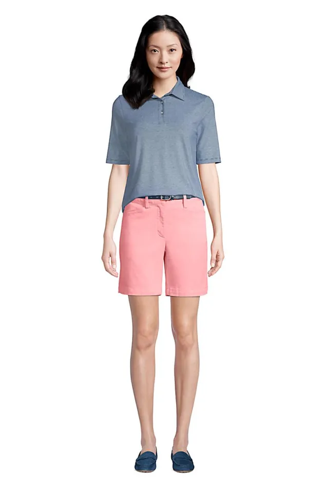 Lands039 End Polo Shirts Women Moisture Wicking Upf Sun Elbow Sleeve Polo Shirt Stripe Deep Sea Lands039 End Polo Shirts Women Moisture Wicking Upf Sun Elbow Sleeve Polo Shirt Stripe Deep Sea