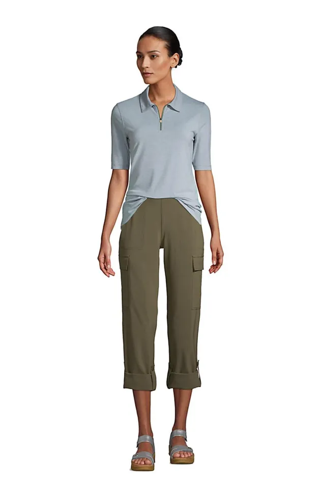 Lands039 End Polo Shirts Women Moisture Wicking Upf Sun Elbow Sleeve Zip Front Polo Shirt Light Blue Radiance Pinstripe Lands039 End Polo Shirts Women Moisture Wicking Upf Sun Elbow Sleeve Zip Front Polo Shirt Light Blue Radiance Pinstripe