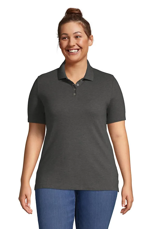Lands039 End Polo Shirts Women Plus Size Hemmed Short Sleeve Mesh Polo Charcoal Heather Lands039 End Polo Shirts Women Plus Size Hemmed Short Sleeve Mesh Polo Charcoal Heather