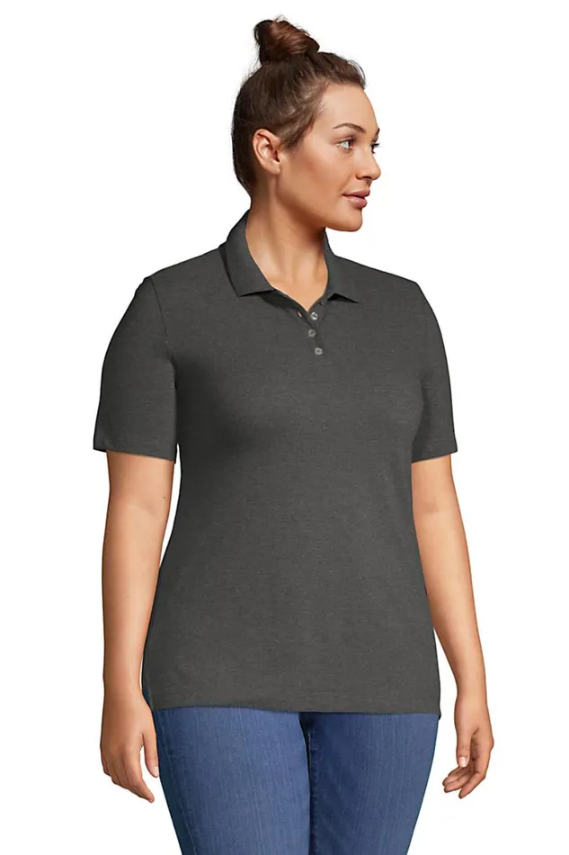 Lands039 End Polo Shirts Women Plus Size Hemmed Short Sleeve Mesh Polo Charcoal Heather Lands039 End Polo Shirts Women Plus Size Hemmed Short Sleeve Mesh Polo Charcoal Heather