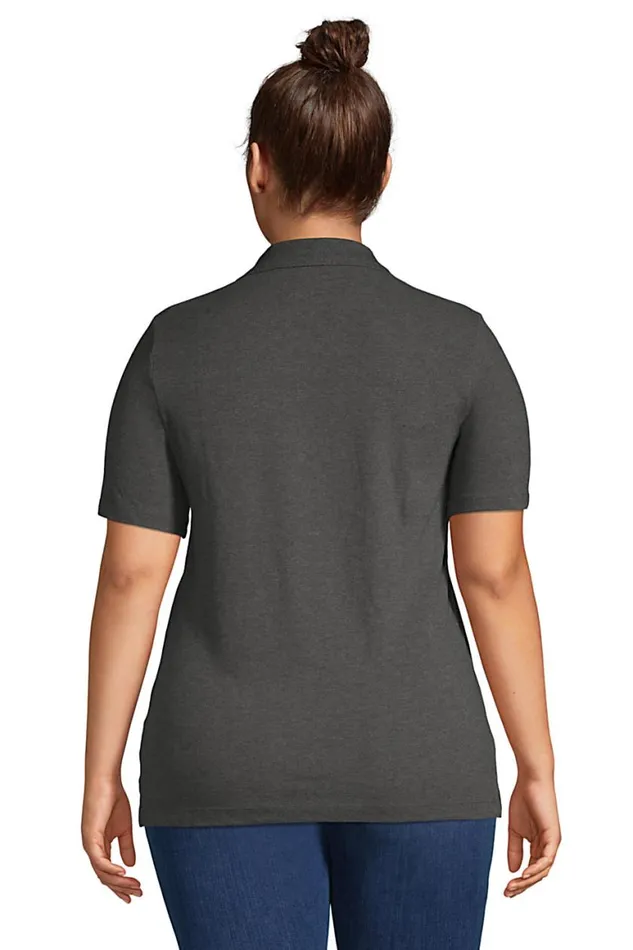 Lands039 End Polo Shirts Women Plus Size Hemmed Short Sleeve Mesh Polo Charcoal Heather Lands039 End Polo Shirts Women Plus Size Hemmed Short Sleeve Mesh Polo Charcoal Heather