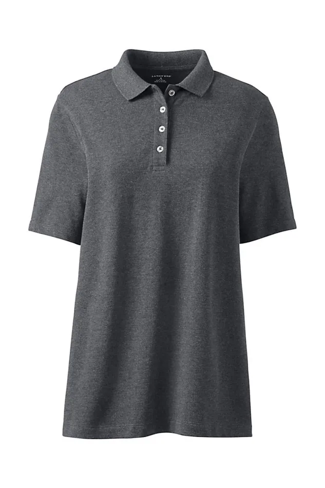 Lands039 End Polo Shirts Women Plus Size Hemmed Short Sleeve Mesh Polo Charcoal Heather Lands039 End Polo Shirts Women Plus Size Hemmed Short Sleeve Mesh Polo Charcoal Heather