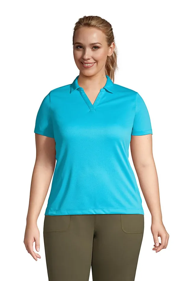 Lands039 End Polo Shirts Women Plus Size Short Sleeve Active Mesh Johnny Collar Polo Brilliant Turquoise Lands039 End Polo Shirts Women Plus Size Short Sleeve Active Mesh Johnny Collar Polo Brilliant Turquoise