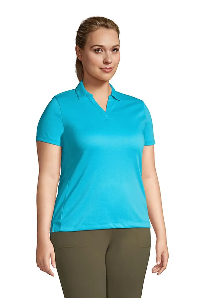 Lands039 End Polo Shirts Women Plus Size Short Sleeve Active Mesh Johnny Collar Polo Brilliant Turquoise Lands039 End Polo Shirts Women Plus Size Short Sleeve Active Mesh Johnny Collar Polo Brilliant Turquoise