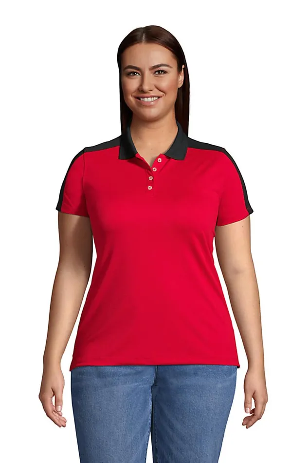 Lands039 End Polo Shirts Women Plus Size Short Sleeve Color Block Polyester Polo Shirt Rich Red Lands039 End Polo Shirts Women Plus Size Short Sleeve Color Block Polyester Polo Shirt Rich Red