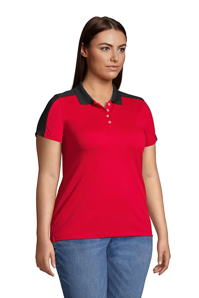 Lands039 End Polo Shirts Women Plus Size Short Sleeve Color Block Polyester Polo Shirt Rich Red Lands039 End Polo Shirts Women Plus Size Short Sleeve Color Block Polyester Polo Shirt Rich Red