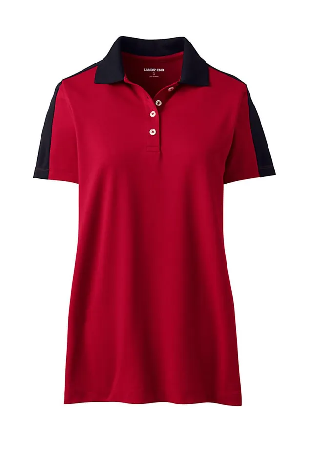 Lands039 End Polo Shirts Women Plus Size Short Sleeve Color Block Polyester Polo Shirt Rich Red Lands039 End Polo Shirts Women Plus Size Short Sleeve Color Block Polyester Polo Shirt Rich Red