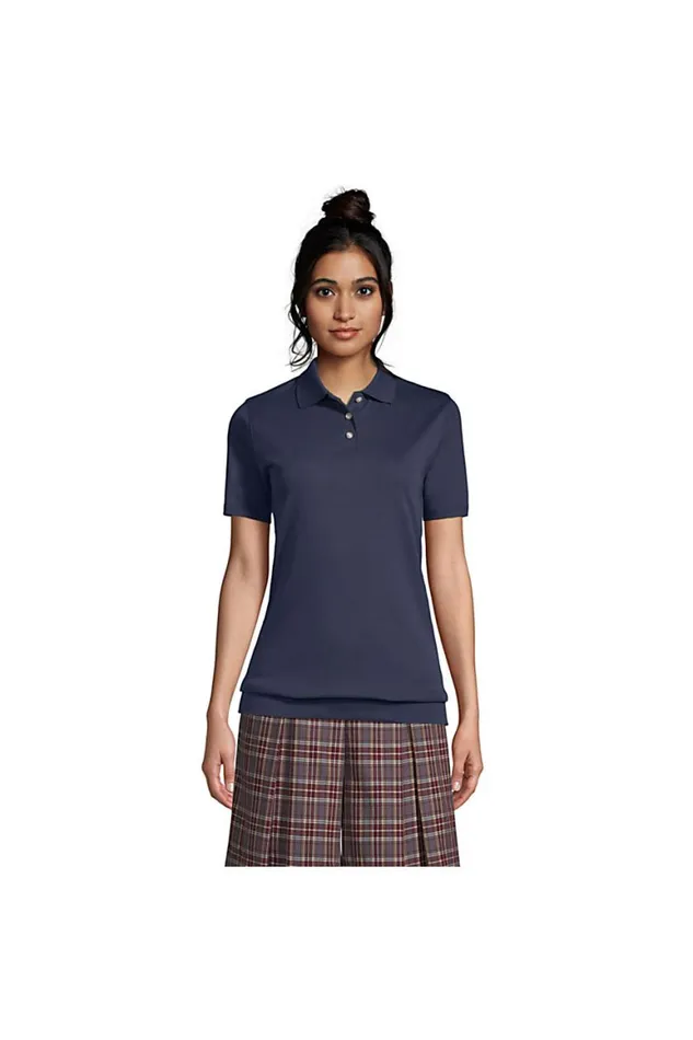 Lands039 End Polo Shirts Women Short Sleeve Banded Bottom Polo Shirt Classic Navy Lands039 End Polo Shirts Women Short Sleeve Banded Bottom Polo Shirt Classic Navy