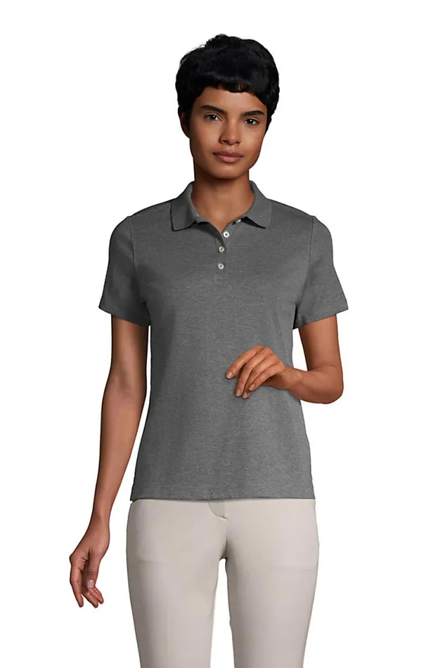 Lands039 End Polo Shirts Women Short Sleeve Feminine Fit Hemmed Pima Polo Charcoal Heather Lands039 End Polo Shirts Women Short Sleeve Feminine Fit Hemmed Pima Polo Charcoal Heather