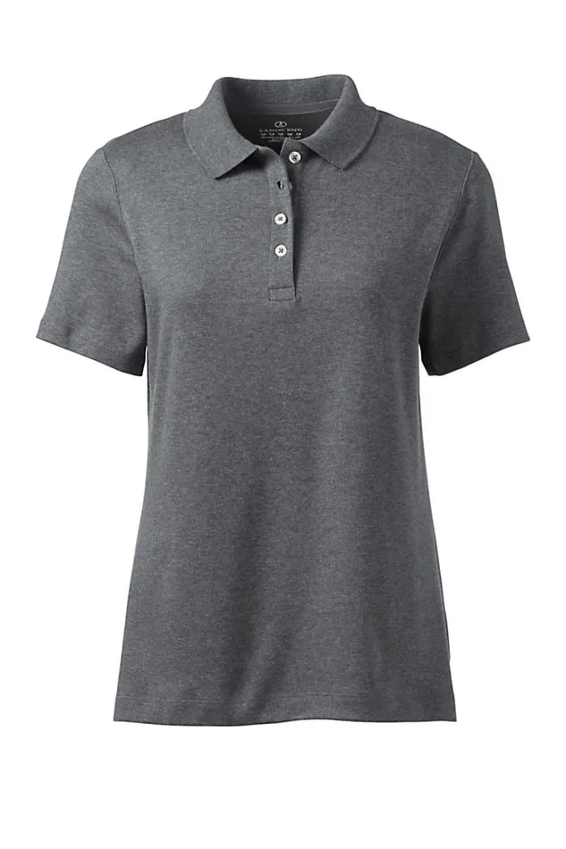 Lands039 End Polo Shirts Women Short Sleeve Feminine Fit Hemmed Pima Polo Charcoal Heather Lands039 End Polo Shirts Women Short Sleeve Feminine Fit Hemmed Pima Polo Charcoal Heather