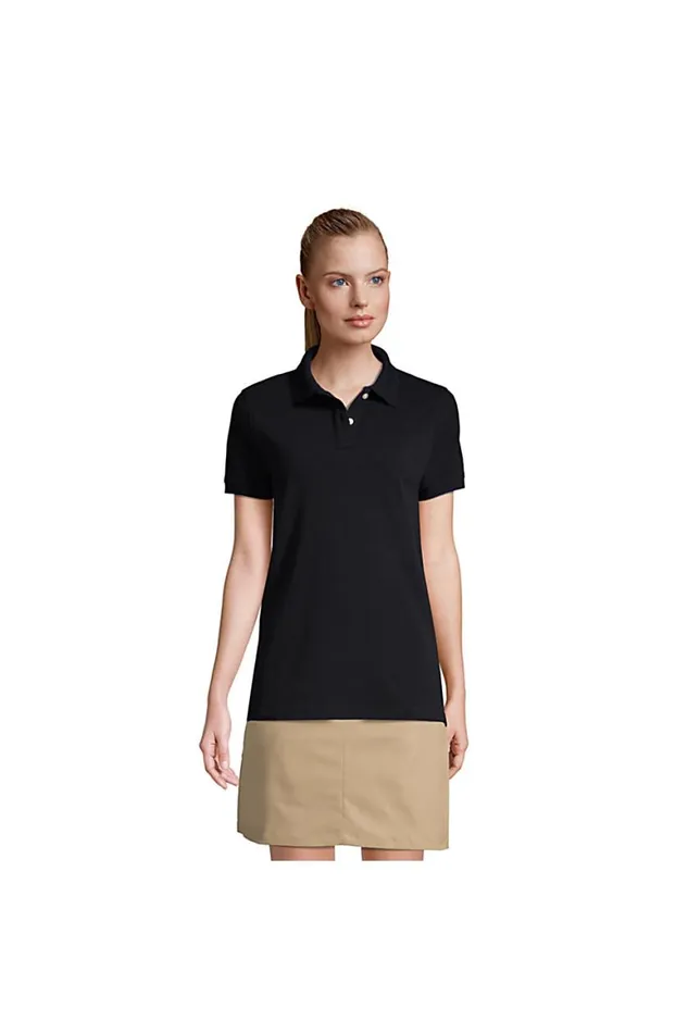 Lands039 End Polo Shirts Women Short Sleeve Mesh Polo Shirt Black