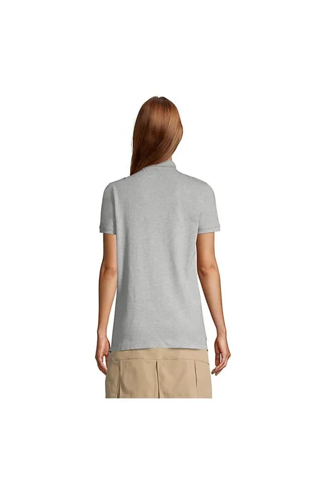 Lands039 End Polo Shirts Women Short Sleeve Mesh Polo Shirt Black
