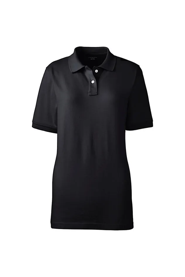 Lands039 End Polo Shirts Women Short Sleeve Mesh Polo Shirt Black