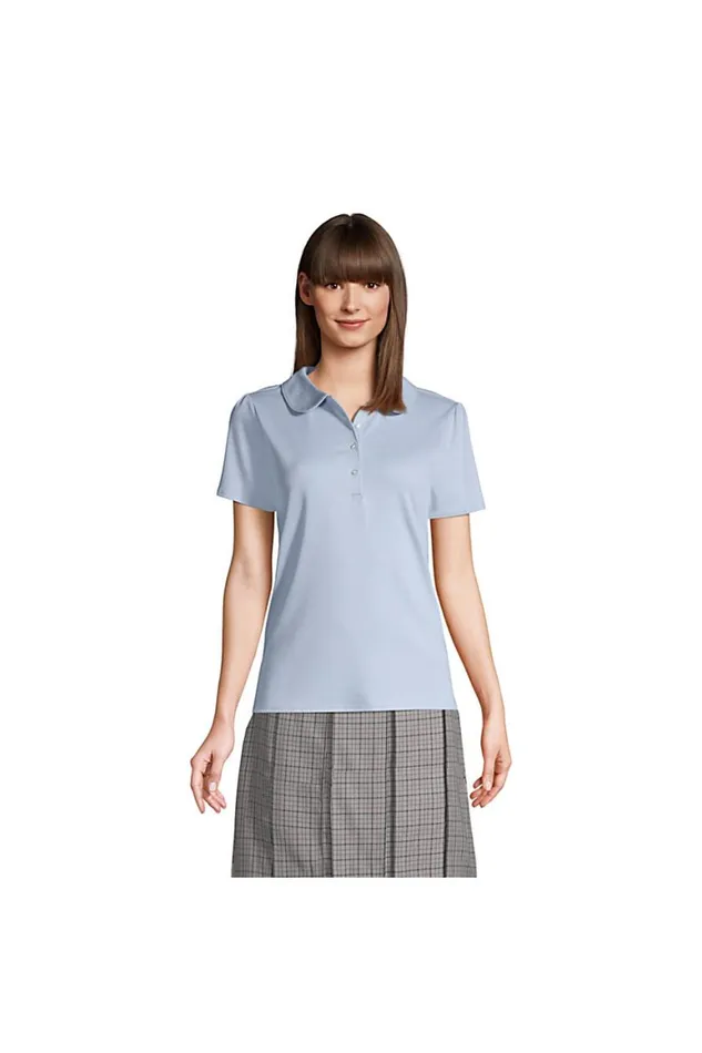 Lands039 End Polo Shirts Women Short Sleeve Peter Pan Collar Polo Shirt Blue