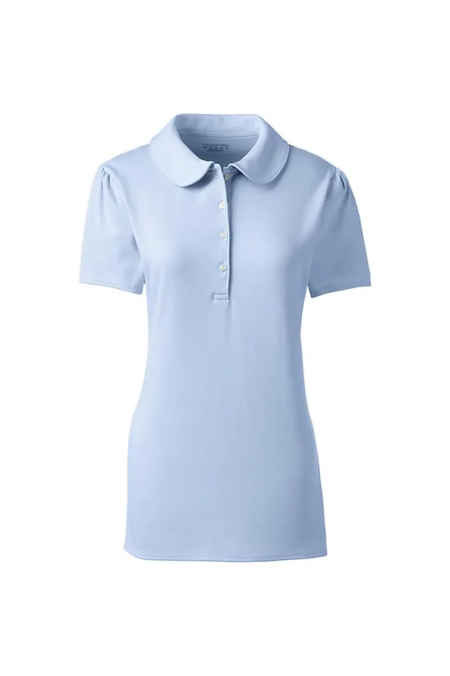 Lands039 End Polo Shirts Women Short Sleeve Peter Pan Collar Polo Shirt Blue Lands039 End Polo Shirts Women Short Sleeve Peter Pan Collar Polo Shirt Blue