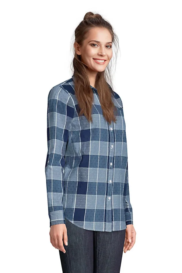 Lands039 End Shirts and Blouses Women Cotton Boyfriend Fit Roll Sleeve Tunic Top Indigo Dobby Lands039 End Shirts and Blouses Women Cotton Boyfriend Fit Roll Sleeve Tunic Top Indigo Dobby