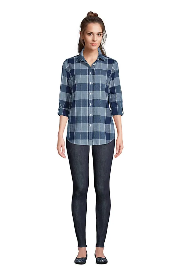 Lands039 End Shirts and Blouses Women Cotton Boyfriend Fit Roll Sleeve Tunic Top Indigo Dobby Lands039 End Shirts and Blouses Women Cotton Boyfriend Fit Roll Sleeve Tunic Top Indigo Dobby