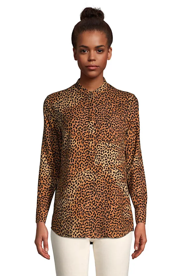 Lands039 End Shirts and Blouses Women Flannel Long Sleeve Tunic Top Warm Tawny Brown Leopard Lands039 End Shirts and Blouses Women Flannel Long Sleeve Tunic Top Warm Tawny Brown Leopard