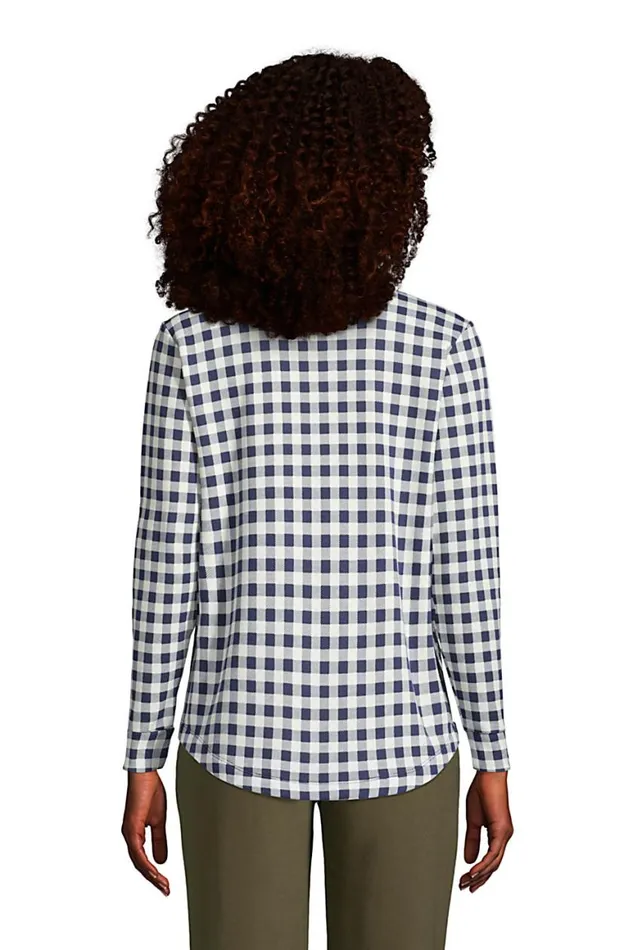 Lands039 End Shirts and Blouses Women Long Sleeve Serious Sweats Shirt Jacket Soft Blue Haze