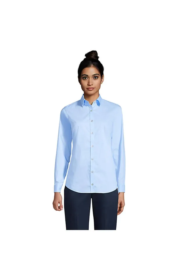 Lands039 End Shirts and Blouses Women No Gape Long Sleeve Stretch Shirt Light Sea Blue Lands039 End Shirts and Blouses Women No Gape Long Sleeve Stretch Shirt Light Sea Blue