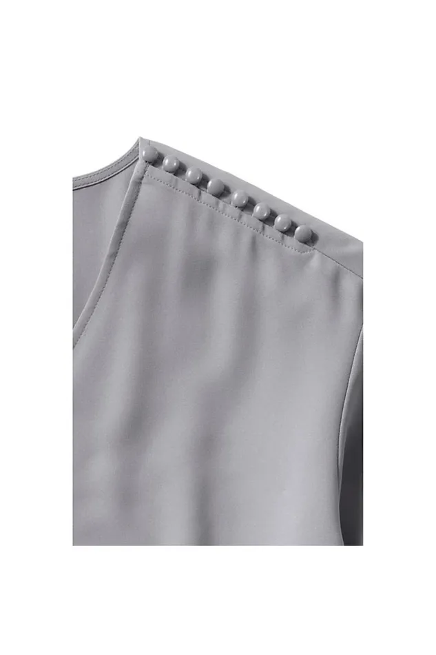 Lands039 End Shirts and Blouses Women Plus Size Long Sleeve Vneck Button Shoulder Crepe Blouse Harbor Gray