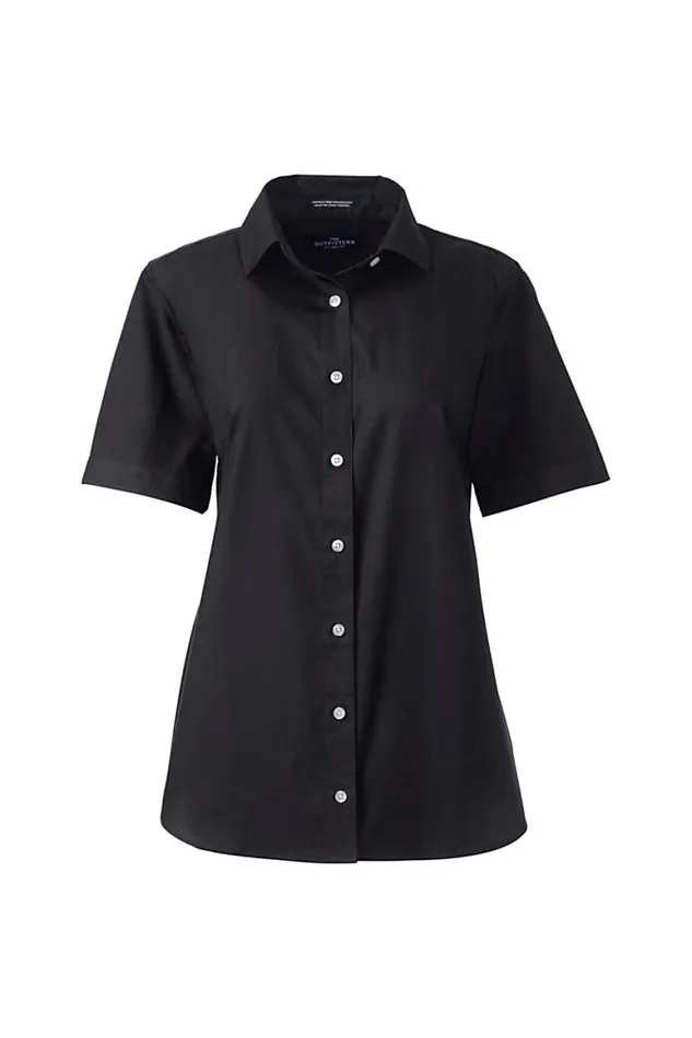 Lands039 End Shirts and Blouses Women Plus Size Short Sleeve Broadcloth Shirt Black Lands039 End Shirts and Blouses Women Plus Size Short Sleeve Broadcloth Shirt Black