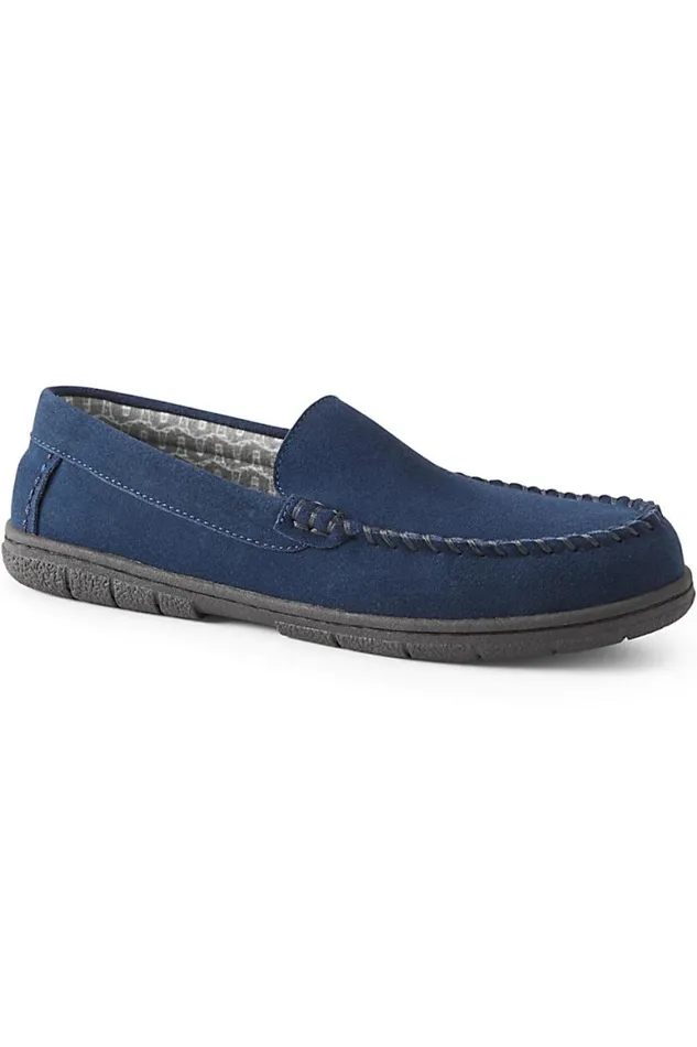 Lands039 End Shoes Men Suede Leather Flannel Lined Moccasin Slippers Radiant Navy Lands039 End Shoes Men Suede Leather Flannel Lined Moccasin Slippers Radiant Navy