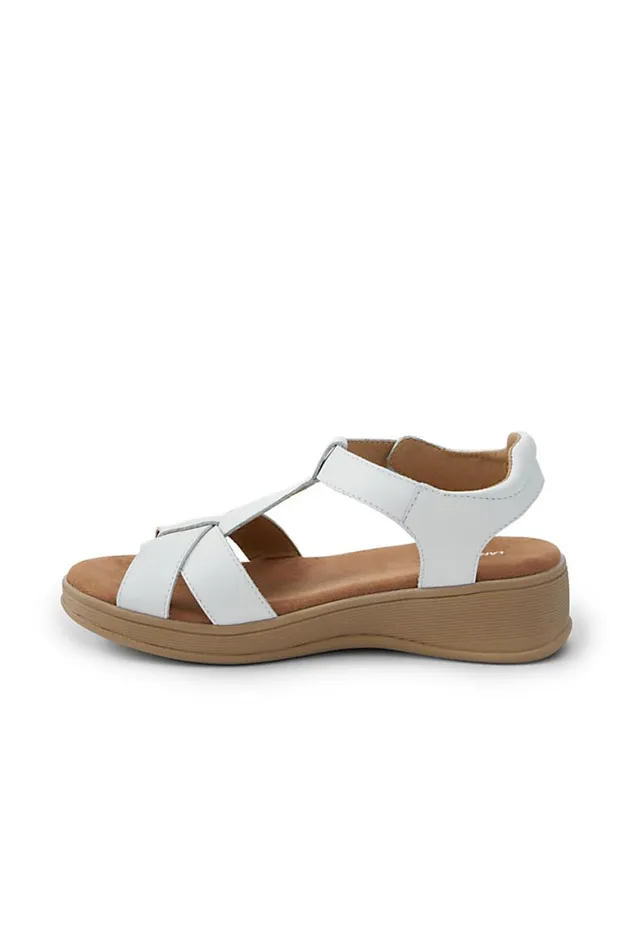 Lands039 End Shoes Women Leather Comfort Casual Wedge Sandals White Leather Lands039 End Shoes Women Leather Comfort Casual Wedge Sandals White Leather