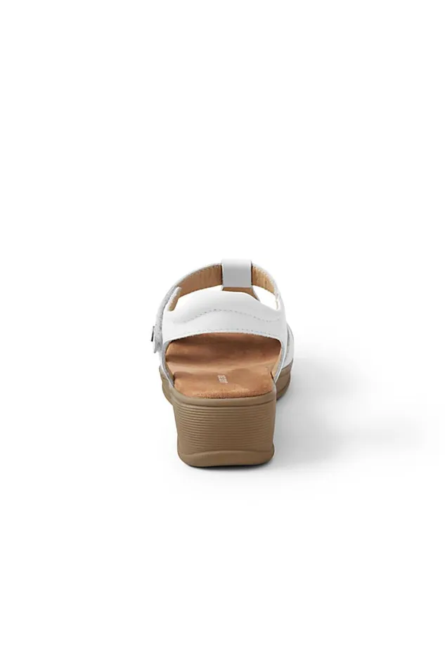 Lands039 End Shoes Women Leather Comfort Casual Wedge Sandals White Leather Lands039 End Shoes Women Leather Comfort Casual Wedge Sandals White Leather