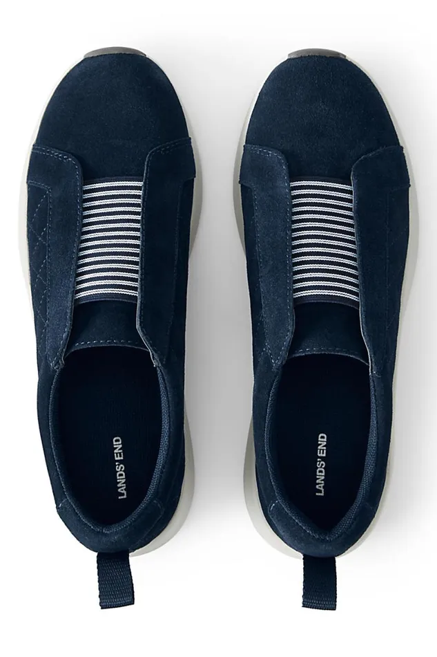 Lands039 End Shoes Women Lightweight Comfort Quilted Slip On Shoes Deep Sea Navy