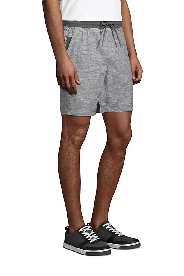 Lands039 End Shorts Men Active Pull On Deck Shorts Light Gray Space Dye