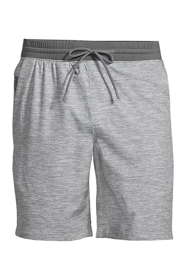 Lands039 End Shorts Men Active Pull On Deck Shorts Light Gray Space Dye